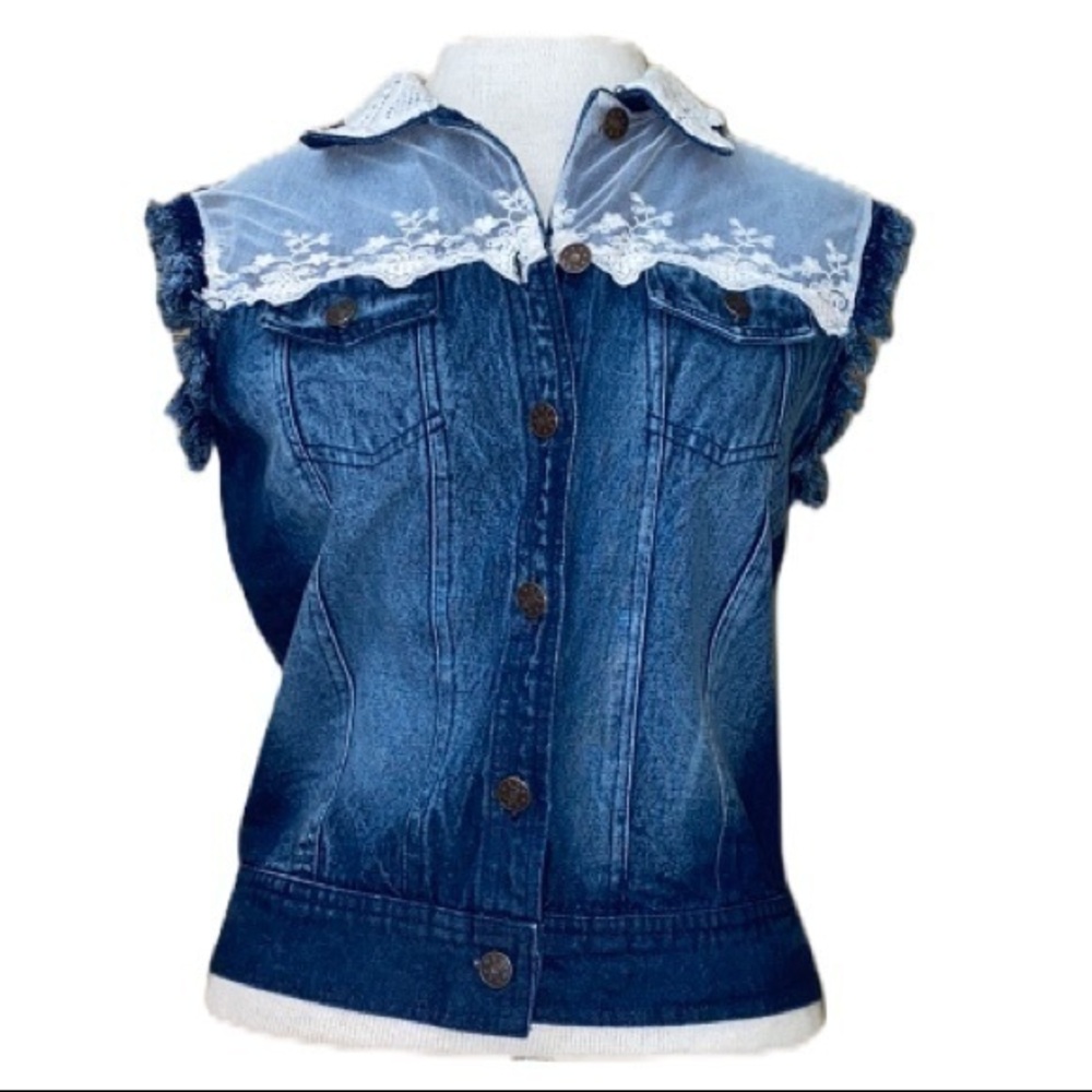 Scully blue denim vest button up small